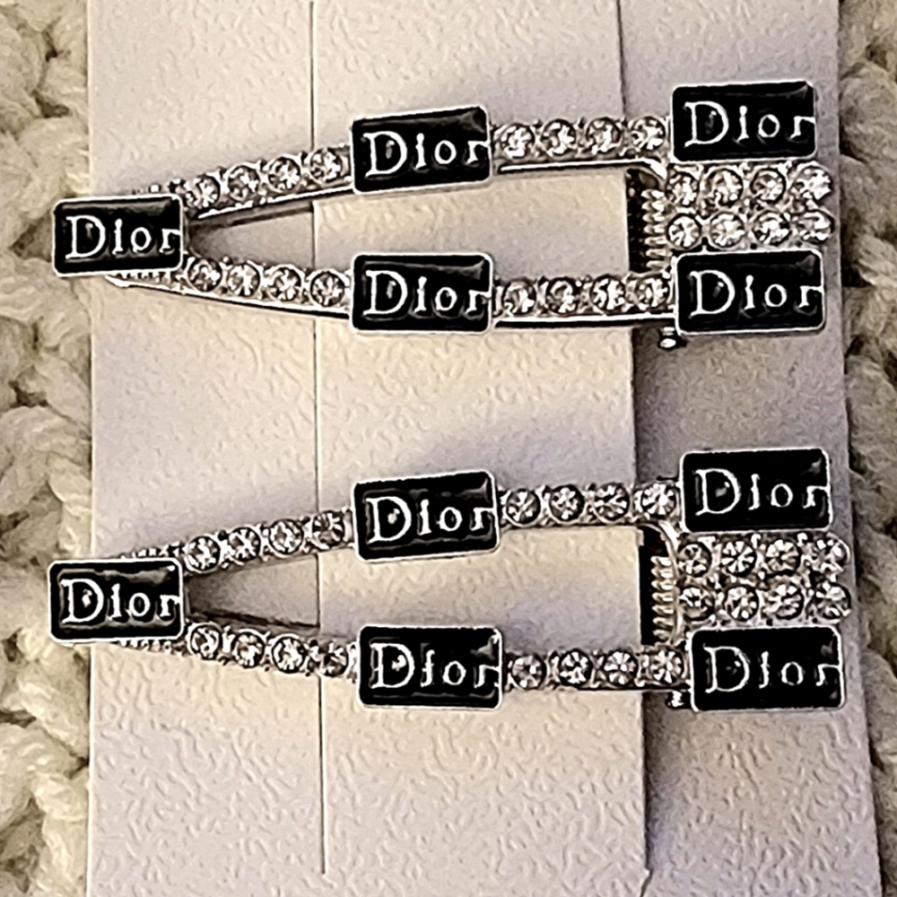 Black and Silver Crystal Hair Barrettes